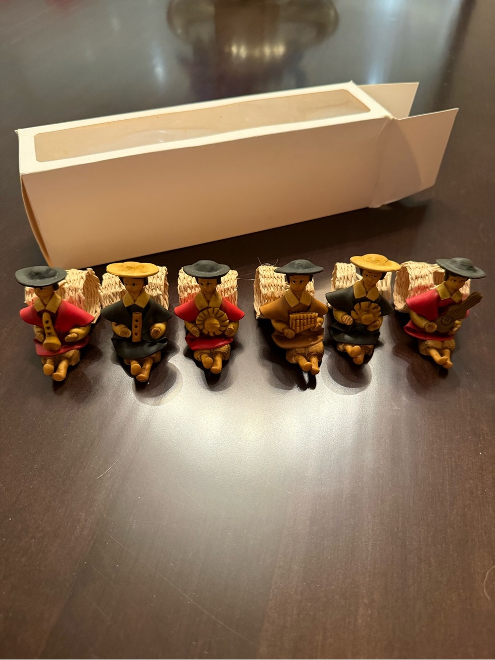 Folk Art Napkin Rings From Ecuador Handcrafted Polymer Clay And Wicker Set Of 6